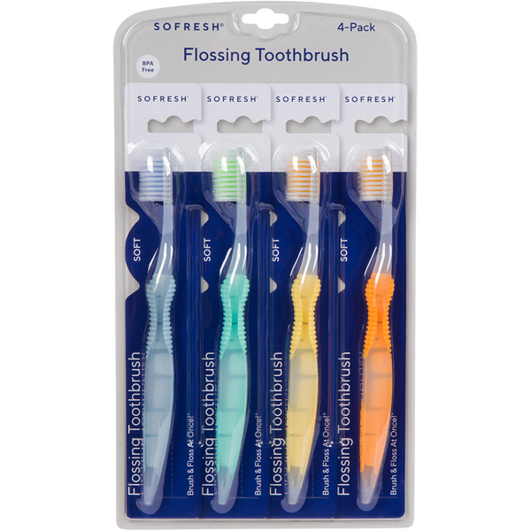 Adult Flossing Toothbrush 4-Pack